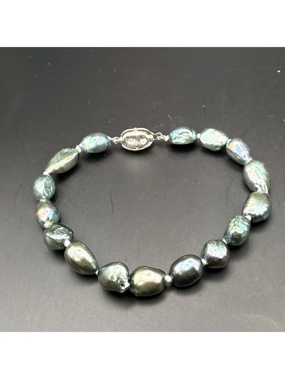candy+clover Blue Green Baroque Freshwater Pearl Nugget Bracelet